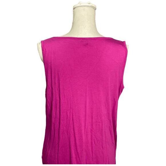 Talbots Tank Top Women's Large Hot Pink Fuchsia V Neck Pleated Shoulders Chic - Picture 8 of 9